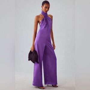 NWT Anthropologie Katie May Robbie Purple Open Back Jumpsuit Small
